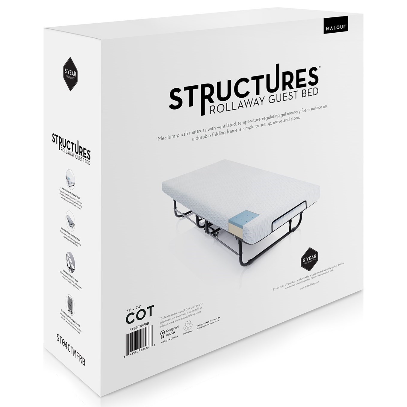 Malouf Rollaway Beds ST04TTMFRB Twin Rollaway Bed Del Sol Furniture